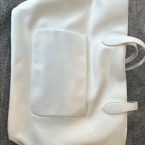Ralph Lauren White Travel Bag with Textured Fabric and Rectangular Shape